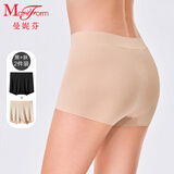曼妮芬（Maniform）【2条装】曼妮芬舒适安全裤打底莫代尔蕾丝提臀女平角内裤新 990黑+肤【无痕-短款】 L (165)