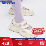 斐乐（FILA）FUSION斐乐玛丽珍凉鞋女鞋新款凉拖魔术贴海螺沙滩鞋 古白色/燕麦色-AO 37.5