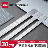 得力（deli）不锈钢尺/塑料直尺子 测量绘图刻度尺子 办公用品 8463 不锈钢30cm【单把装】