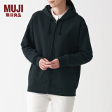 无印良品 MUJI 男女通用 紧密编织毛圈 拉链连帽衫 休闲外套 无性别 卫衣 黑色 S -M(165/88A)