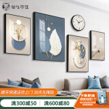 好久不见客厅装饰画现代简约沙发背景墙壁画轻奢大气四联组合挂画 恋羽升空(含挂钟) 小组合(建议2-2.5米墙)PS黑框