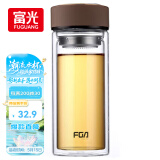 富光 男女士双层玻璃杯 高硼硅玻璃304茶隔水杯子 带茶隔泡茶杯500ml