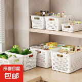 京东物流 零食杂物收纳箱玩具整理筐家用橱柜置物篮子储物塑料箱 北欧白-大号 3个装