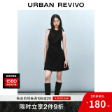 UR2025春季新款女摩登气质褶皱收腰显瘦无袖连衣裙UYY750030 黑色 XS