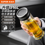 苏泊尔（SUPOR）双层玻璃杯商务办公泡茶杯男女士茶水分离杯车载水杯子父亲节礼物