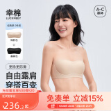 幸棉【祝绪丹同款】无肩带文胸无痕凉感无钢圈防滑抹胸两穿内衣女薄夏 【买2送字母肩带】经典款 肤+黑 S (70A/70B/70C)