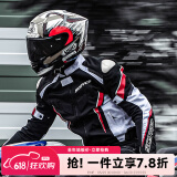 赛羽（SCOYCO）摩托车骑行服夏季机车服男套装仿赛防摔四季通用骑行服摩托车装备 JK103-2+P064套装-红色-春夏仿赛 XL