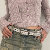 韫舜美式复古y2k白色腰带女2025新款牛仔裤配饰韩版裤腰皮带 美式复古y2k白色腰带女【105cm】 105cm