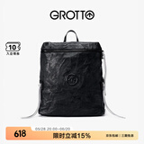 GROTTO个乐黑石双肩包大容量褶皱绵羊皮软皮电脑包通勤旅行包礼物 黑石背包L（黑标）