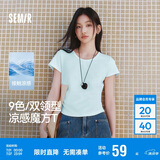森马（Semir）代露娃|短袖t恤女短款修身圆领内搭25夏凉感V领上衣109325100006