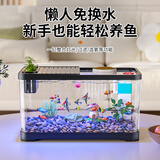 阔庭（KUOTING）鱼缸滑盖款造景过滤制氧一体机鱼缸家用小型免换水鱼缸溪流缸黑色