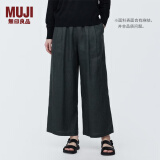无印良品（MUJI） 女式 麻 宽版裤裤子女款早秋款长裤休闲裤阔腿裤汉麻 BE1SKC4S 黑色 L(165/70A)