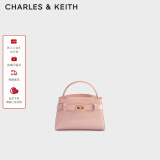 CHARLES&KEITH鳄鱼纹凯莉包手提斜挎婚包包女包生日母亲节礼物CK2-50270880-1 Light Pink浅粉色（新色） S