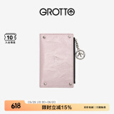 GROTTO个乐植鞣绵羊皮真皮卡包卡夹钱包轻奢男女款情侣礼物 樱粉 均码