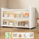 帅仕（shuaishi）厨房用具置物架落地多层餐边柜收纳碗柜家用橱柜微波炉烤箱储物柜 【升级特厚】白3层120长42深丨高硬度实心门丨特强承重