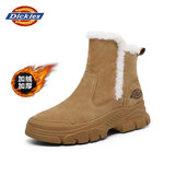 Dickies女士雪地靴女靴冬季加绒加厚短靴保暖棉鞋靴子 黄棕 37 