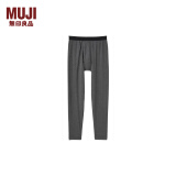 无印良品（MUJI）男式 使用了棉的冬季内衣 长紧身裤 男士保暖秋季款 线裤 家居裤 炭灰色 S (165/72A)