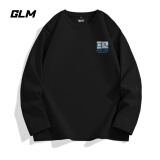 GLM白色长袖t恤男春秋季重磅男装打底衫纯棉吸汗宽松大码男士衣服