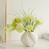 蜀门白色简约欧式花瓶摆件客厅插花轻奢高级感陶瓷干花玄关鲜花器中古 诗筠（素白)