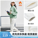 安踏（ANTA）束脚裤丨运动长裤女款夏季宽松亲肤透气针织裤舒适休闲裤收口卫裤 【加绒保暖-橡筋收口】香草白 L 女170