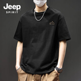JEEP SPIRIT吉普纯棉男士短袖t恤夏季山系复古休闲男款半袖220G重磅宽松体恤