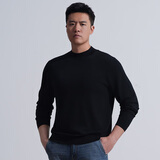 龙牙隐之云榕美丽诺羊毛圆领/V领/半高领毛衣秋冬男士内搭休闲上衣 极夜黑（半高领） L 180/100A