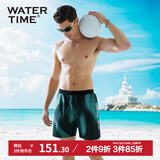 WATERTIME/水川 泳裤男防尴尬沙滩男士五分双层游泳裤 渐变抽象 L