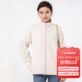 雪中飞摇粒绒立领女春季纯色简约舒适休闲情侣款保暖时尚百搭休闲卫衣 002F白色（女） L