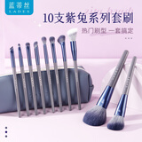 蓝蒂丝（LADES）10支紫兔化妆刷套装修容刷腮红刷散粉刷遮瑕刷纤维毛美妆工具