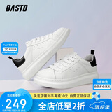 百思图（BASTO）小白鞋男潮流时尚百搭厚底休闲皮鞋男士板鞋20861AM1白色41