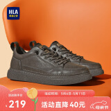 海澜之家HLA男鞋休闲皮鞋子男士板鞋运动鞋HAAXXM1EBF037 棕色夏季40