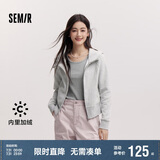 森马（Semir）外套女短款插肩袖小个子潮2024冬季加绒紧身连帽夹克109724108015