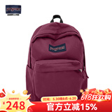 JANSPORT杰斯伯书包轻便双肩包男女26L旅行包简约背包电脑包学生校园 4QUE04S深紫酒红-侧袋+隔层