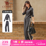 骆驼（CAMEL）立领健身女装撞色修身两件套运动服 Y24CAWL6620 墨灰 XXL