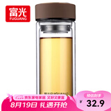 富光 男女士双层玻璃杯 高硼硅玻璃304茶隔水杯子 带茶隔泡茶杯500ml