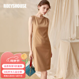 ROEYSHOUSE罗衣职场女装无袖连衣裙夏新款简约知性修身显瘦裙子01790 深卡其色 XL