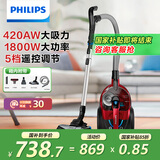 飞利浦（PHILIPS）卧式吸尘器家用清洁机强劲大功率大吸力吸灰吸尘吸螨虫除螨宠物家庭适用FC9735/81