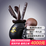 祥业黑檀木茶道六君子茶筒配件创意小和尚茶宠摆件茶夹茶勺茶针茶刀 黑陶小和尚（含配件） #20