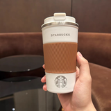 星巴克杯子不锈钢美式咖啡杯保温杯水杯杯垫车载杯 473ml棕色