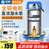 臣源直流潜水泵48-60v高扬程12V24V72V电瓶车抽水泵家用农用抽水机 48-60V不锈钢叶轮15米线+10米管