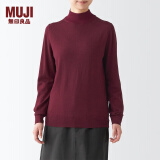 无印良品（MUJI）女式 天竺 可水洗 半高领毛衣 长袖针织衫  BAG14A2A 深紫红色 S 155/80A