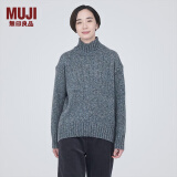 无印良品（MUJI） 女式 羊毛混纺 半高领毛衣 长袖针织衫 女款冬季 BA1NZA3A 炭灰色 M (160/84A)