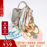 上海故事丝巾披肩夏季薄款到大方巾高级女士围巾520送女朋友礼物 格拼链条 粉蓝