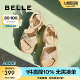 百丽（Belle）满钻条带繁星休闲凉鞋女商场款厚底凉鞋A9S2DBL4 杏色 35 (225mm)