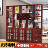 臻酷 隔断柜 酒柜客厅架玄关柜现代简约欧式门厅间厅柜家用屏风 红苹果色 玻璃门款 四门三抽200*200*30cm 包安装