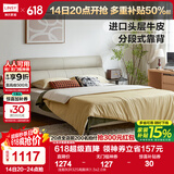 林氏家居真皮床双人床1.8米2米主卧大床储物床现代简约卧室婚床PC012可选 浅烟灰|R325高脚床 1.5x2.0米