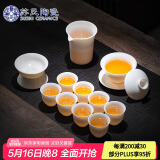 苏氏陶瓷（SUSHI CERAMICS）羊脂玉瓷丰亭三才盖碗礼盒套组 130ML