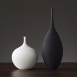 贝汉美（BHM）手工创意陶瓷花瓶摆件 家居客厅房间插花花瓶 电视柜玄关装饰品 2件套装A 如图