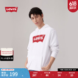 Levi's【特价来袭】李维斯情侣同款经典宽松休闲logo套头连帽卫衣 白色 19622-0018 XL