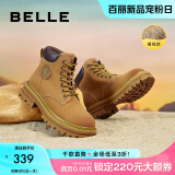 百丽（Belle）马丁靴女商场款大黄靴户外工装靴子厚底短靴Y4P1DDD2 棕色--薄绒 34 (220mm)